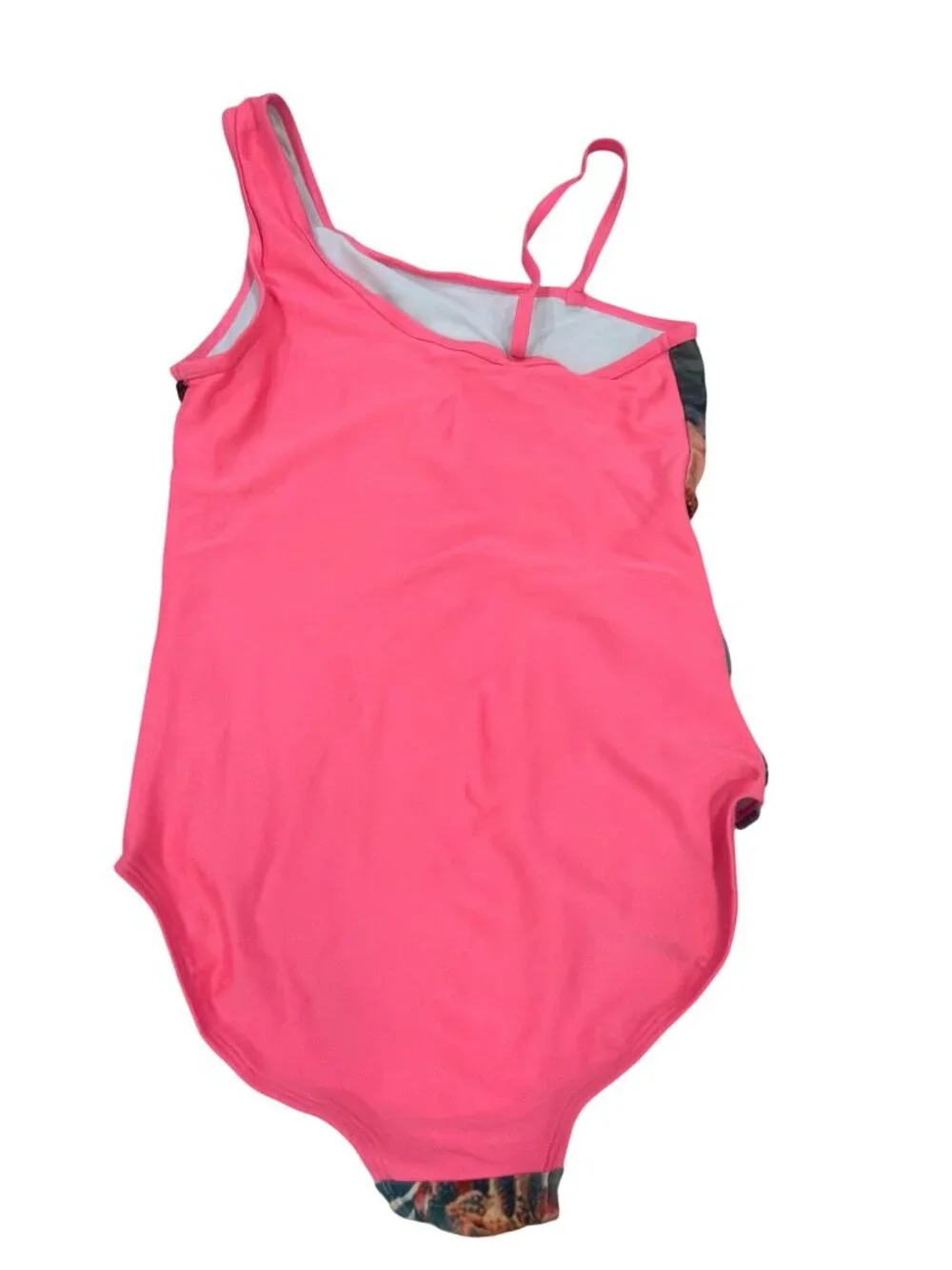 Cat & Jack Girls One-Piece Swimsuit With Zebra Print & Neon Pink Trim L 10/12